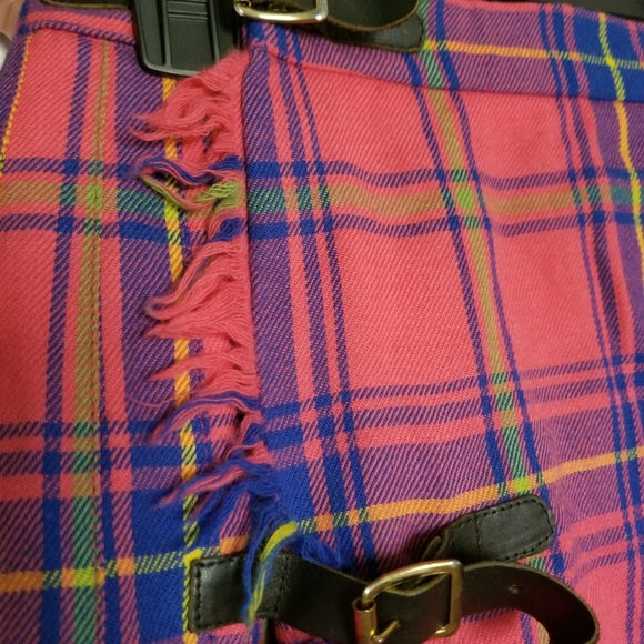 Colorful plaid double buckle wool skirt - Picture 2 of 6